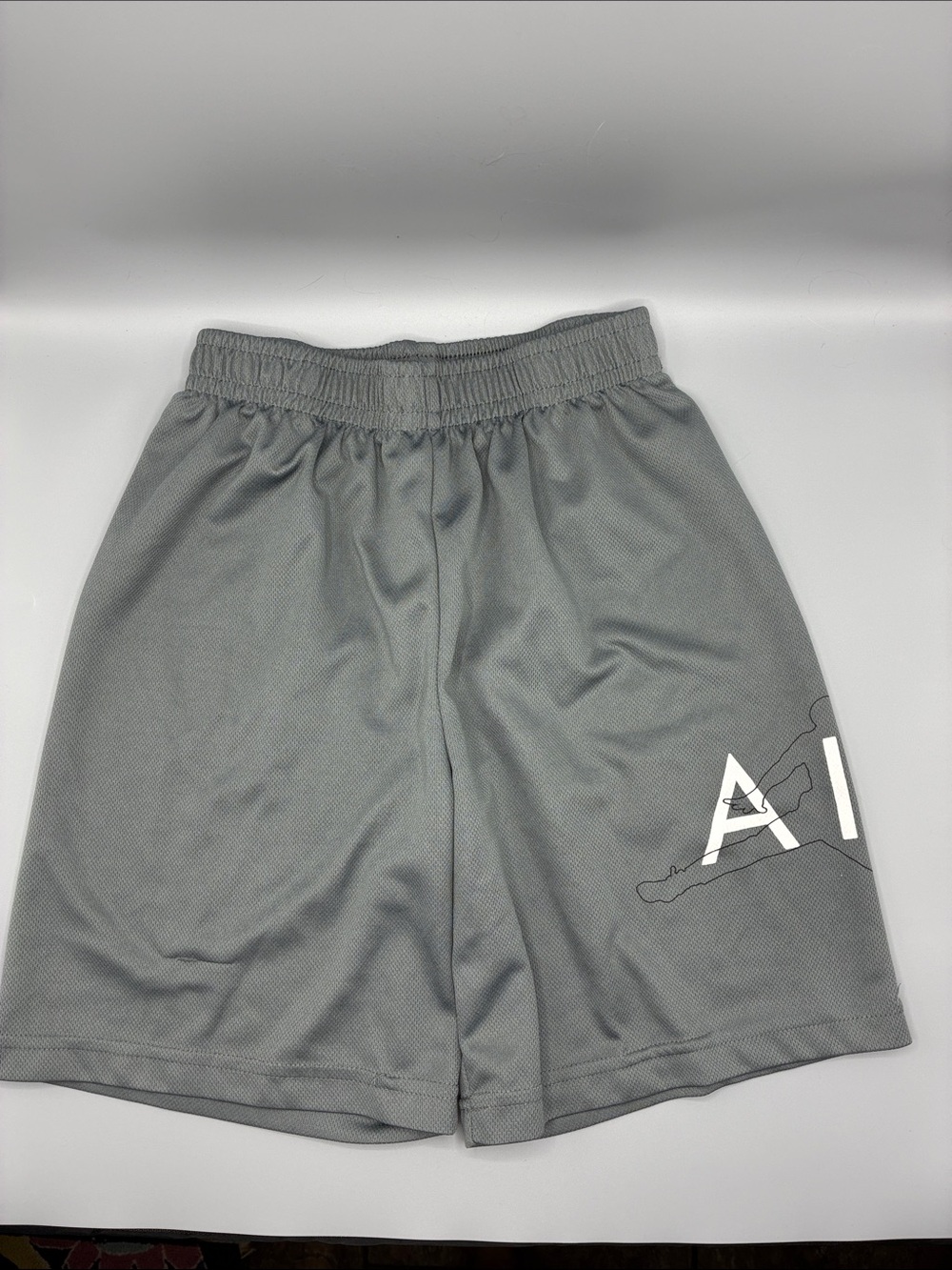 Jordan boys Grey Mesh Athletic Shorts with White Logo
